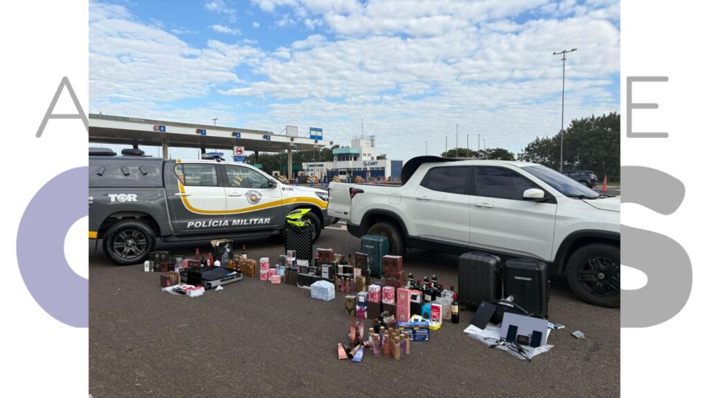 Polícia Rodoviária apreende mercadorias de R$ 76 mil sem nota fiscal na SP-225, em Santa Cruz do Rio Pardo. Caso foi encaminhado à Receita Federal.