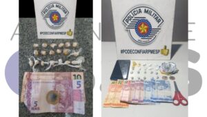 Polícia Militar prende dois homens por tráfico de drogas em Paraguaçu Paulista e Cândido Mota. Crack, cocaína e dinheiro foram apreendidos.