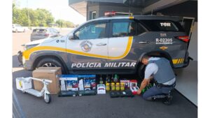 Polícia Rodoviária apreende eletrônicos, PS5 e azeite do Paraguai avaliados em R$ 9 mil na SP-294