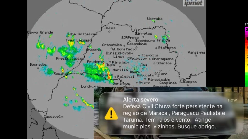Atenção, motoristas e moradores: Defesa Civil emite “Alerta Severo” para tempestade de forte intensidade na região de Assis
