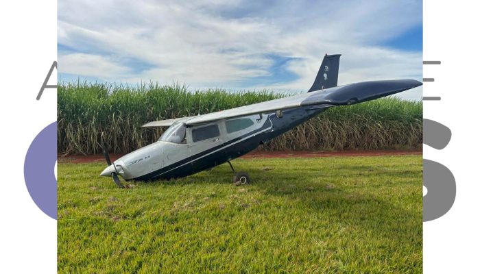 Aeronave de pequeno porte realiza pouso forçado na Usina Água Bonita; polícia investiga e apreende itens de interesse. Saiba mais sobre o caso.
