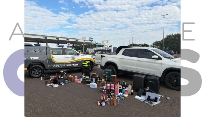 Polícia Rodoviária apreende mercadorias de R$ 76 mil sem nota fiscal na SP-225, em Santa Cruz do Rio Pardo. Caso foi encaminhado à Receita Federal.